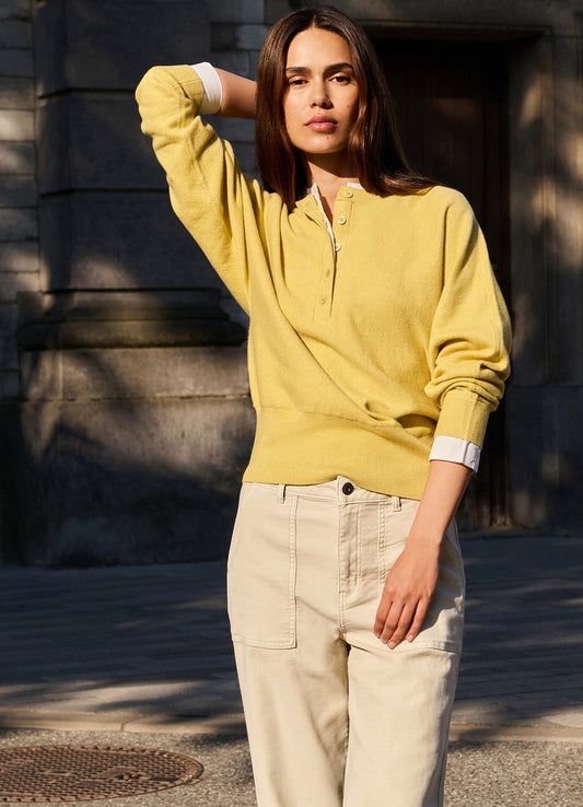 Batwing Sweater With Woven Details : Dried Moss Green Melange 406262