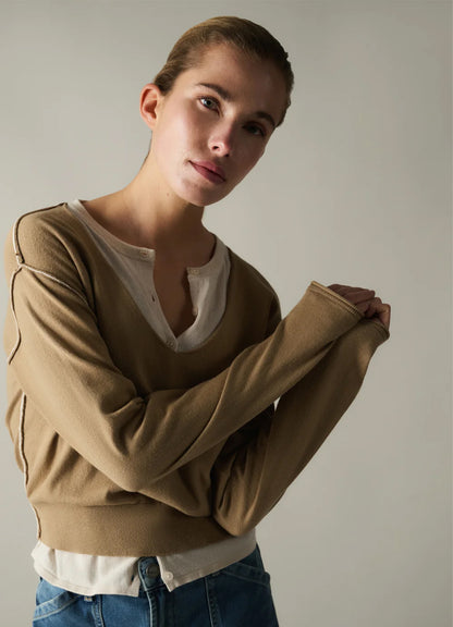 Fake Double Layer In Contrast : Khaki Green Dessin 990451