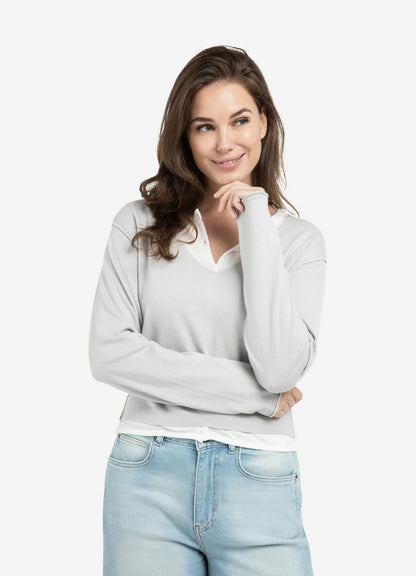 Fake Double Layer In Contrast : Vapor Blue Grey Dessin 442031