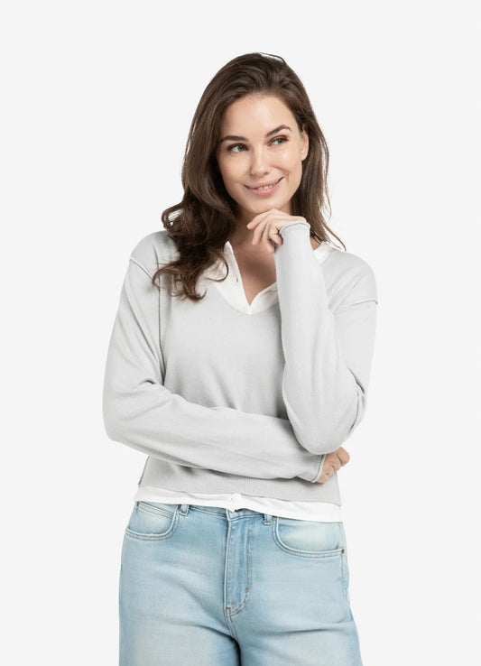 Fake Double Layer In Contrast : Vapor Blue Grey Dessin 442031