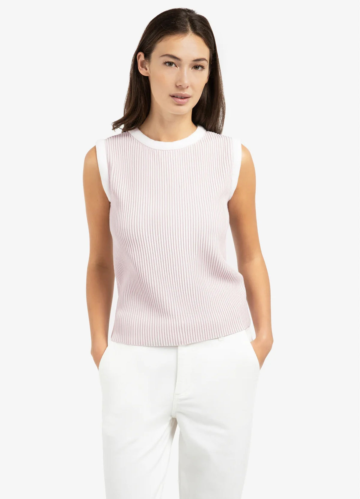 Sleeveless Rib Sweater : Gray Lilac 33804