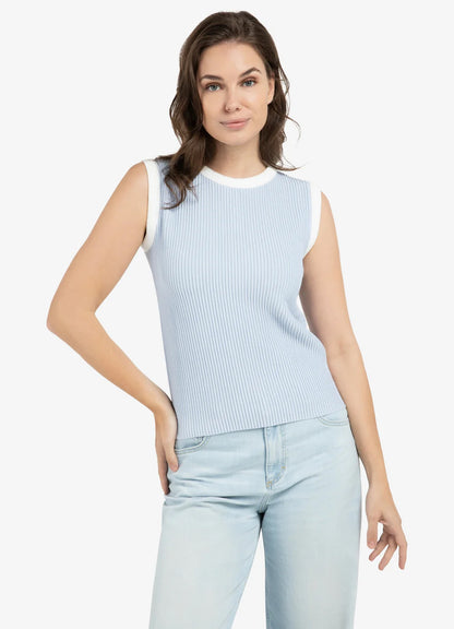 Sleeveless Rib Sweater : Ice Blue 99048