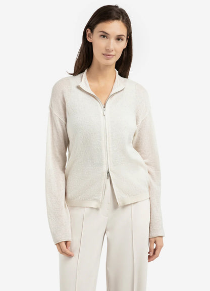 Textured Cardigan High Neck Wi : Kit Beige 99044