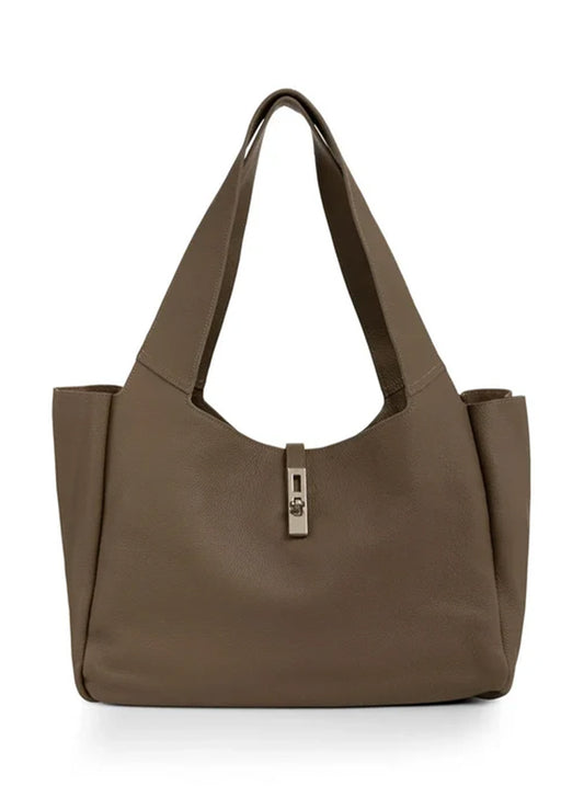 Leather Shopper : Deep Taupe Brown 81312