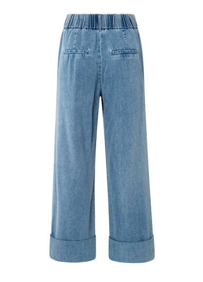 Loose Denim Pantalon W. Roll U : Blue Denim 01111