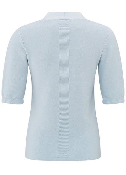 V-Neck Short Sleeve Sweater : Gray Dawn Blue 44106