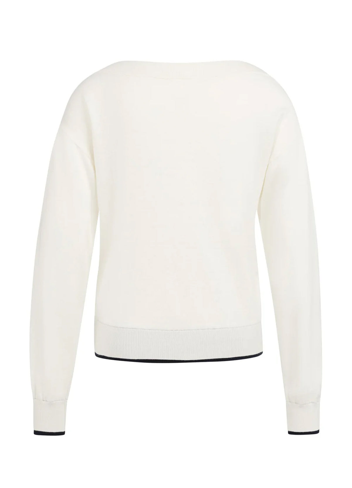 Boatneck Sweater Ls : Ecru Dessin 990531