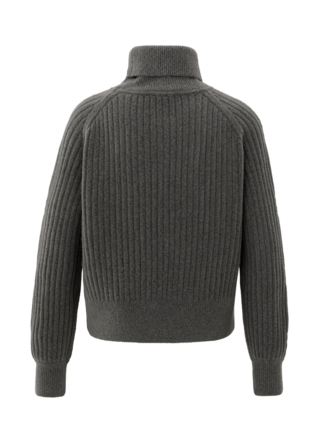 Turtle Neck Sweater With Cable : Dark Taupe Grey Melange 99033
