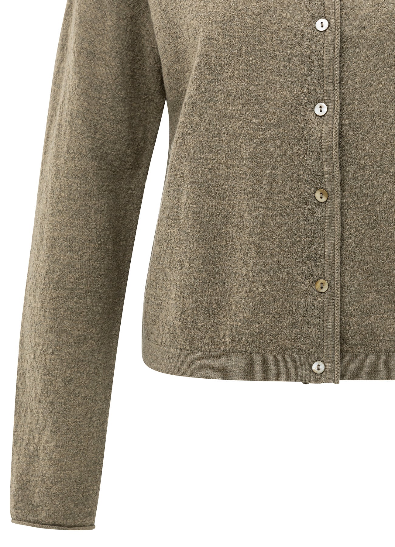 Textured Cardigan High Necklin : Capers Melange 99008