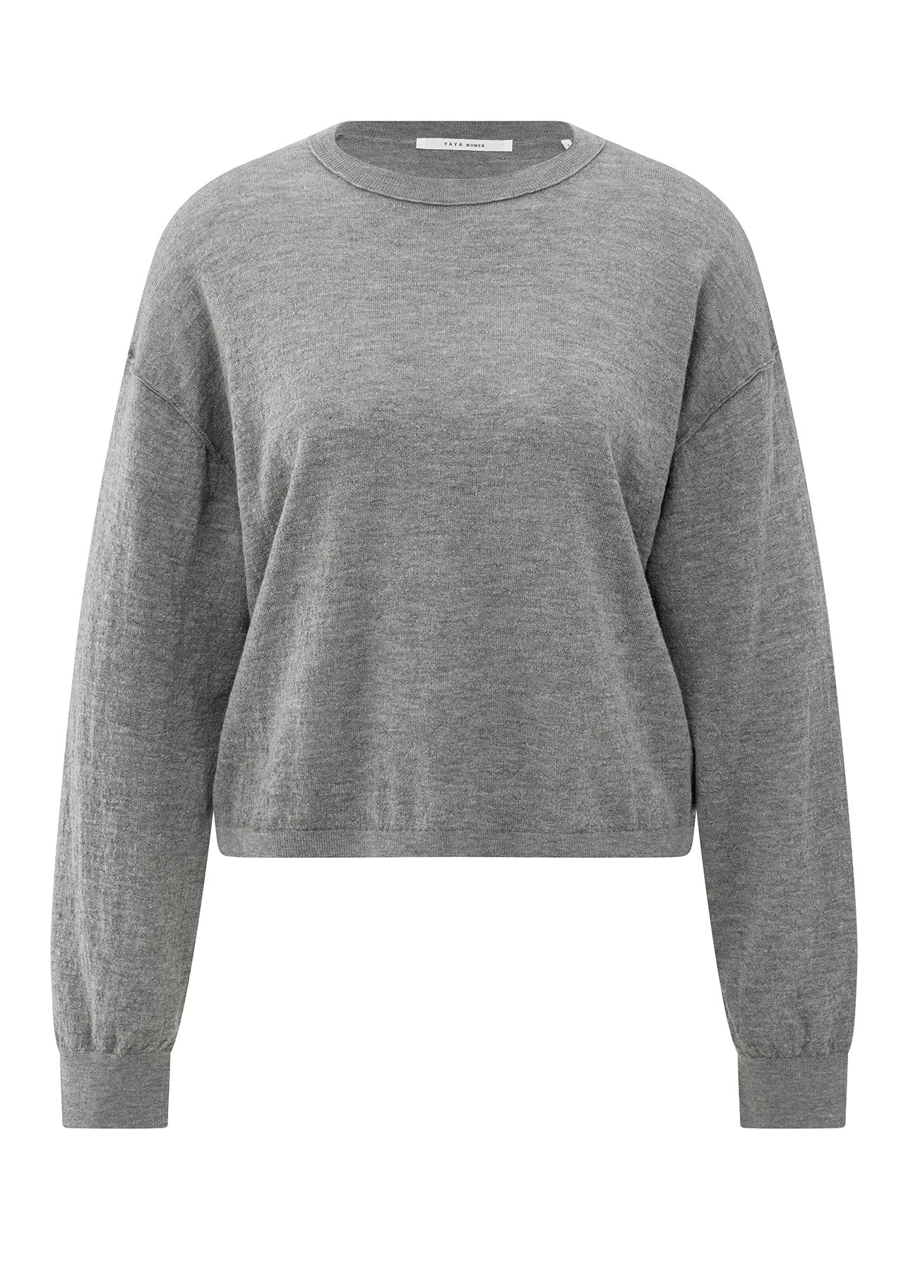 Textured Round Neck Sweater Ls : Medium Grey Melange 99022