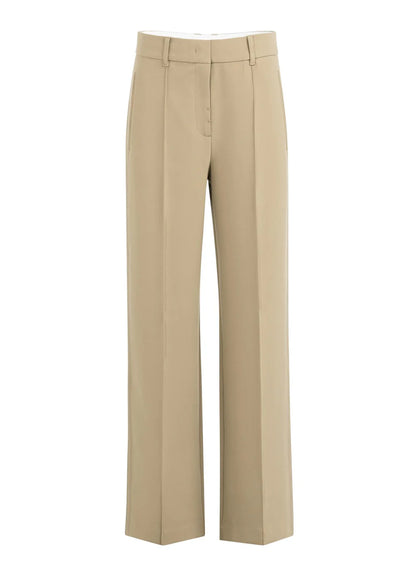 Woven Wide Leg Trousers With C : Khaki Green 99045