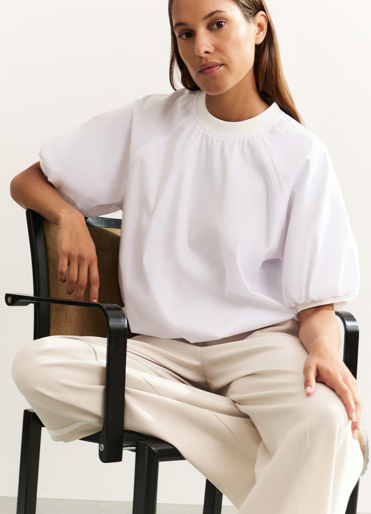 Puffed Woven T-Shirt : Pure White 00000