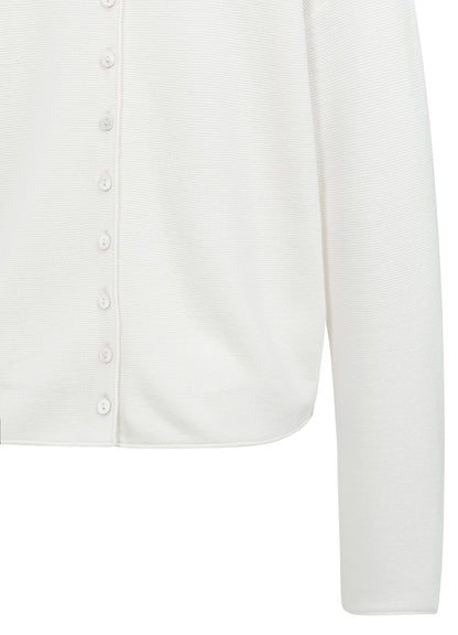 Textured High Neck Sweater With Buttons : Snowfall White 10002