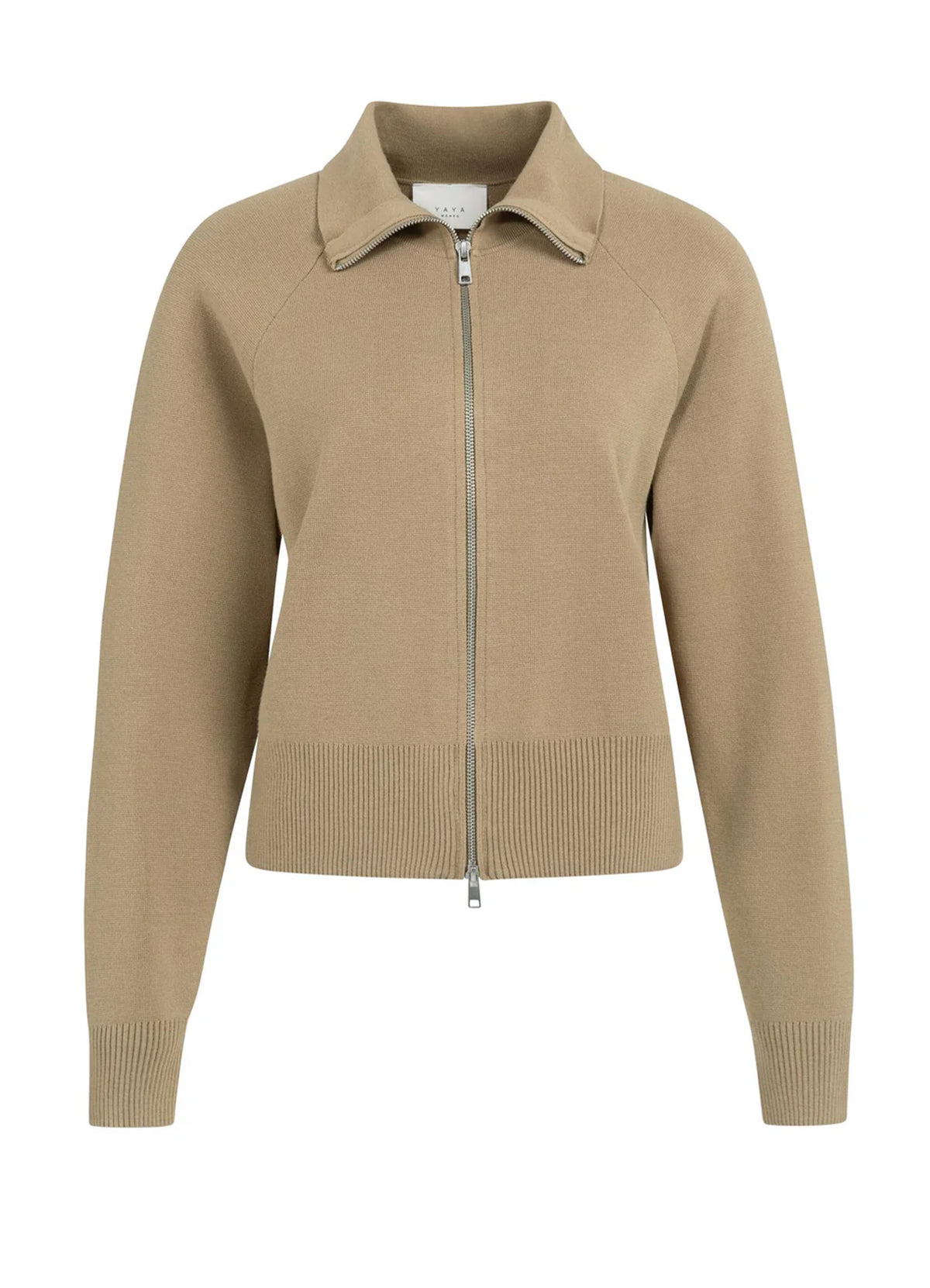 Long Sleeve Cardigan With Zipp : Khaki Green 99045