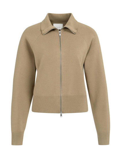 Long Sleeve Cardigan With Zipp : Khaki Green 99045