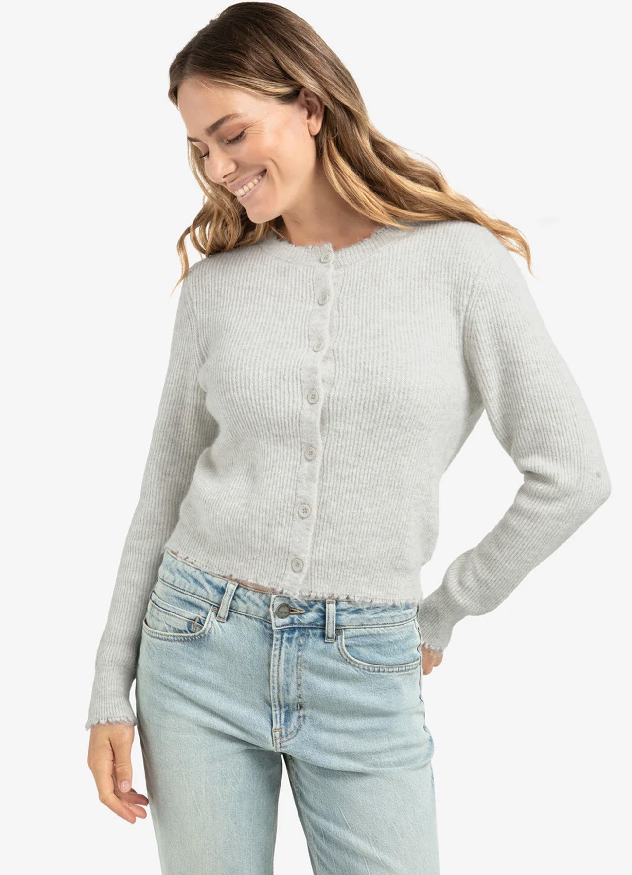 Cardigan In Melange Yarn : Cloud Grey Melange 916191