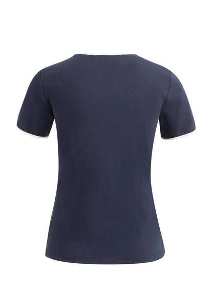 T-Shirt With Contrast Binding : Navy Blazer Blue 93923