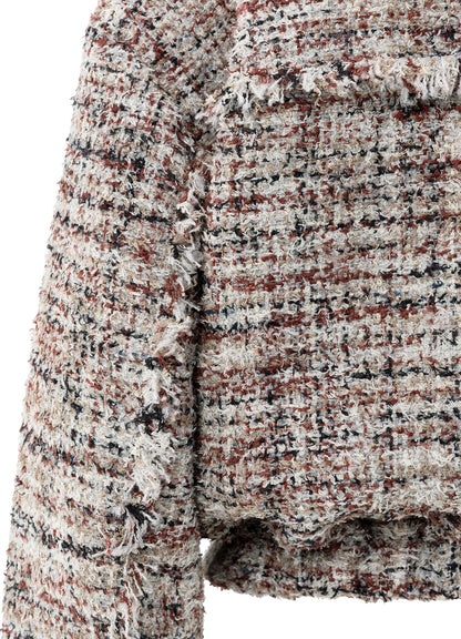 Boucle Jacket With Fringes : Blush Pink Dessin 990161