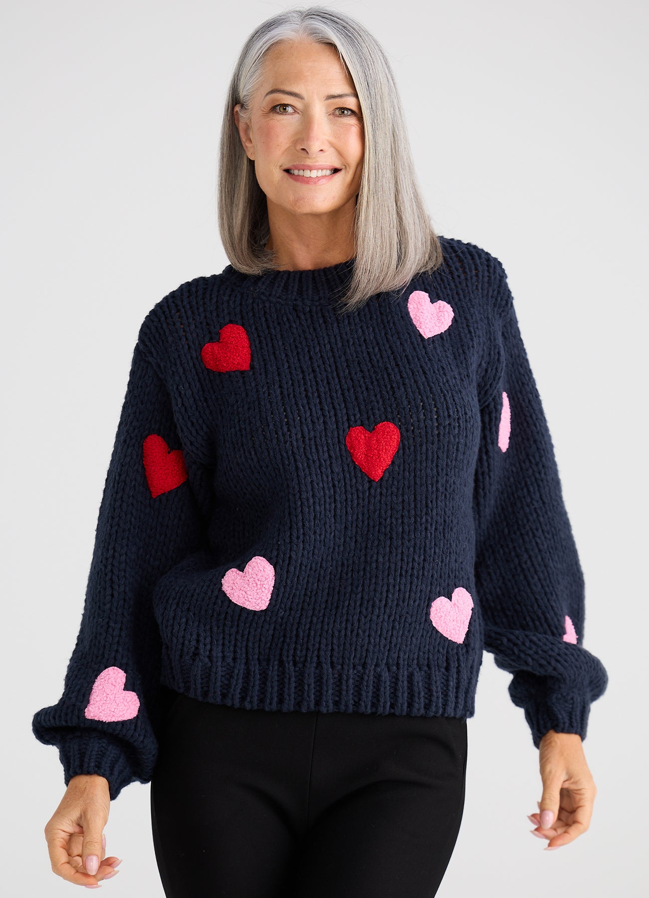 Heart On My Sleeve Knit : Navy Multi