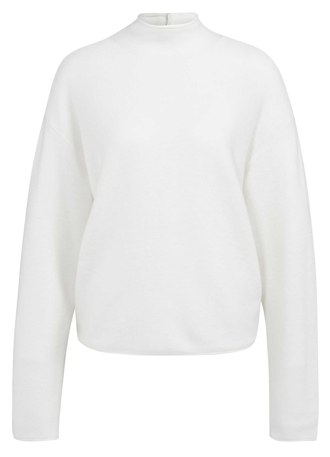 Textured High Neck Sweater With Buttons : Snowfall White 10002