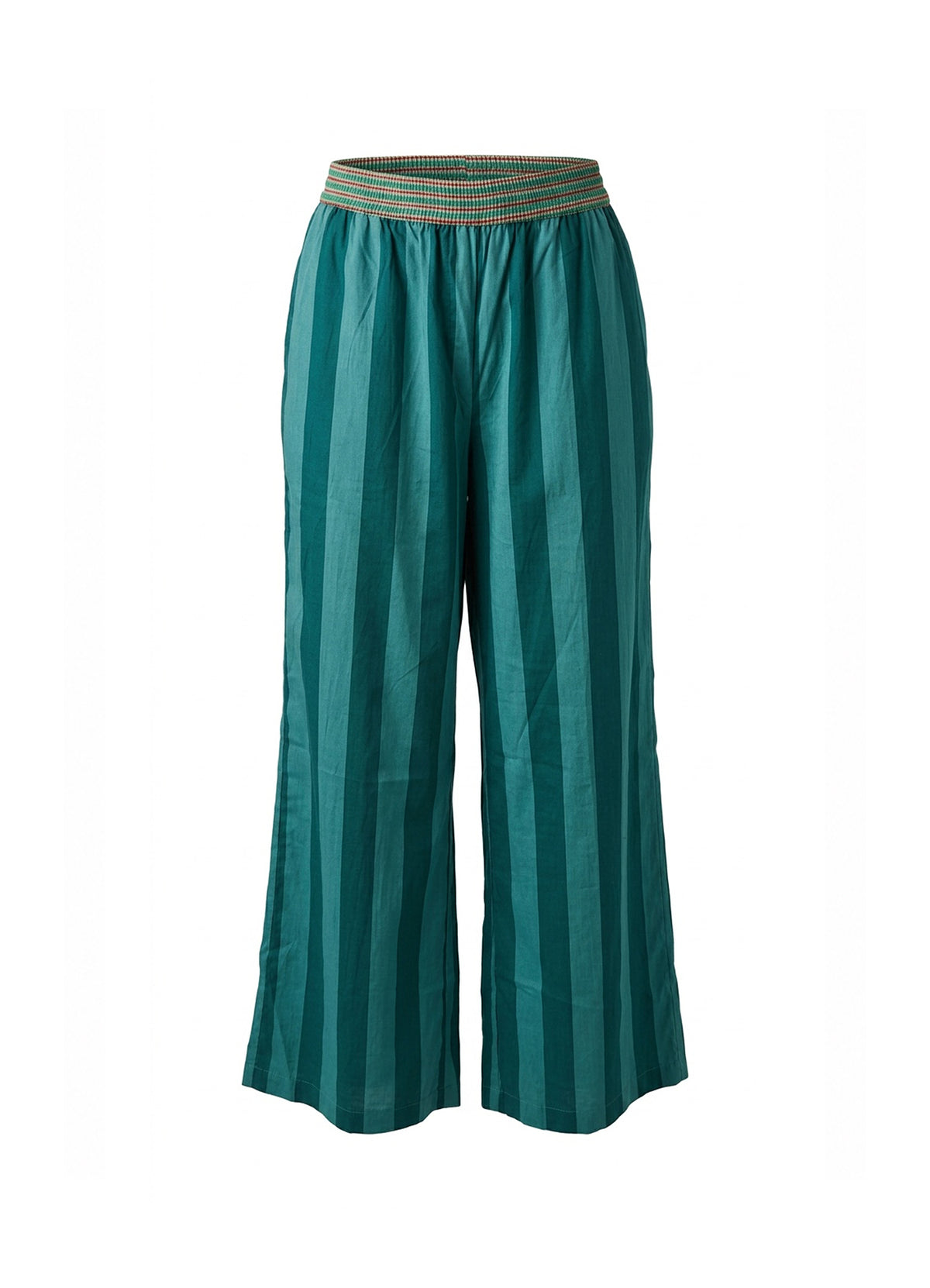 Pantalon Imprime Raye Coton : 0852 Vert Fonce