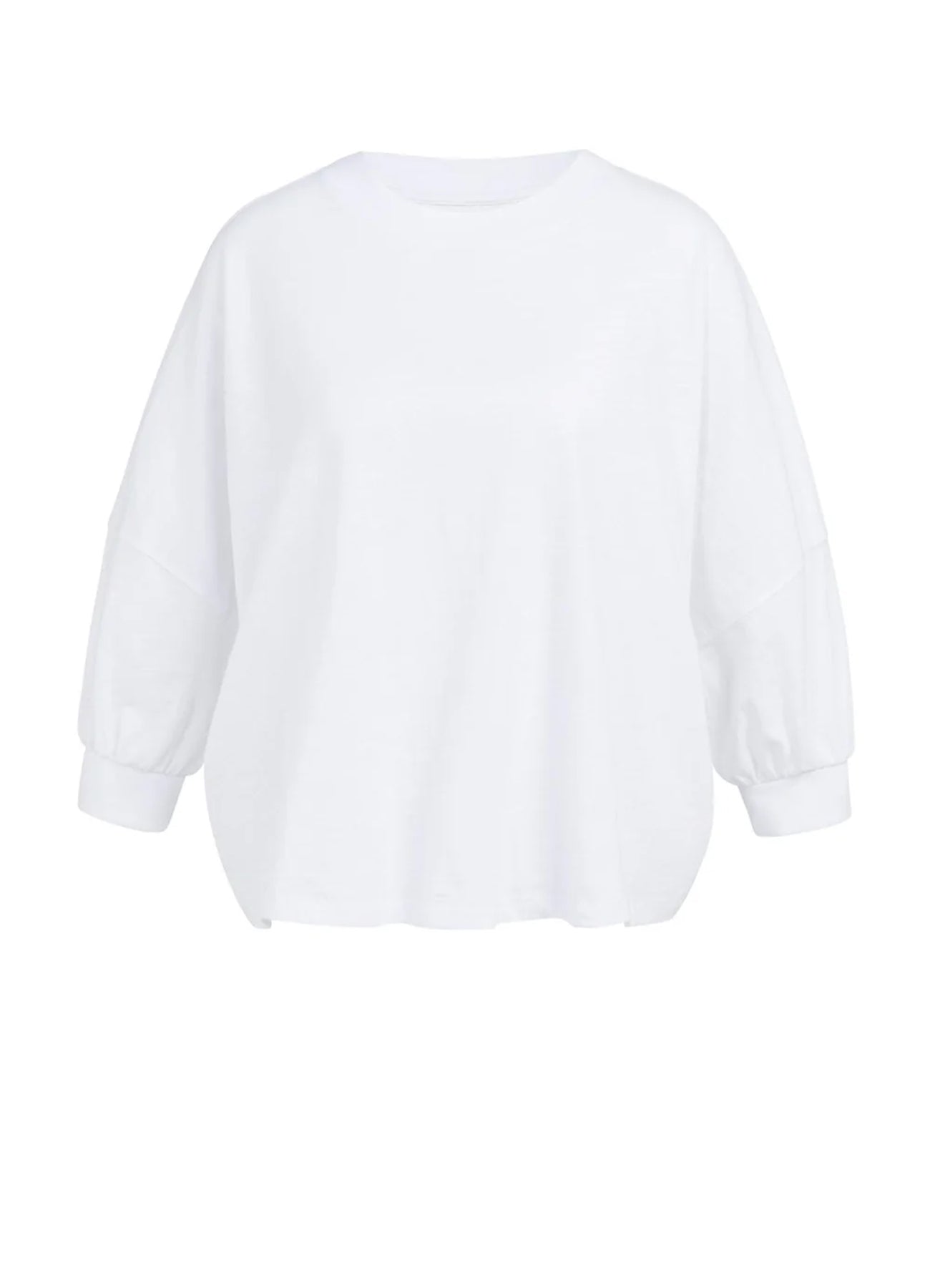 Oversized Jersey Top With Cuffs : Pure White 00000