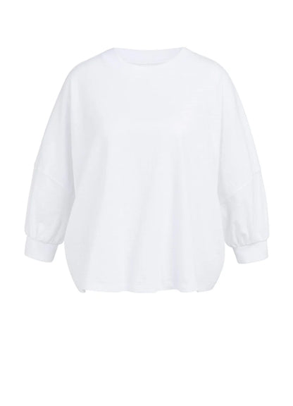 Oversized Jersey Top With Cuffs : Pure White 00000