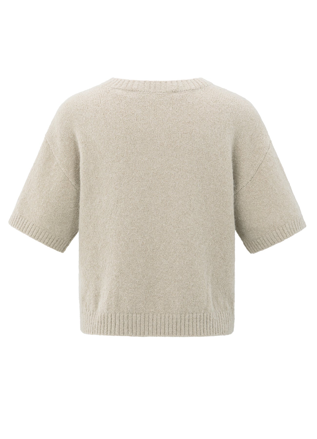 Short Sleeve Sweater With Artw : Beige Melange 99019