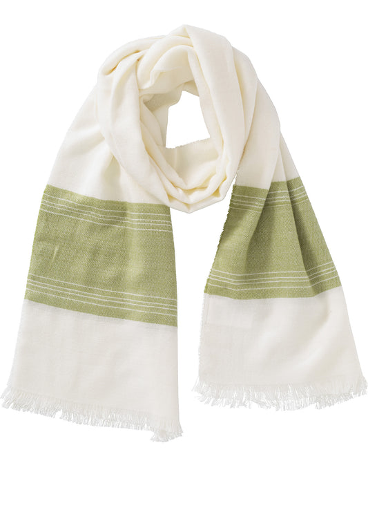 Melange Border Scarf : Olive 99972
