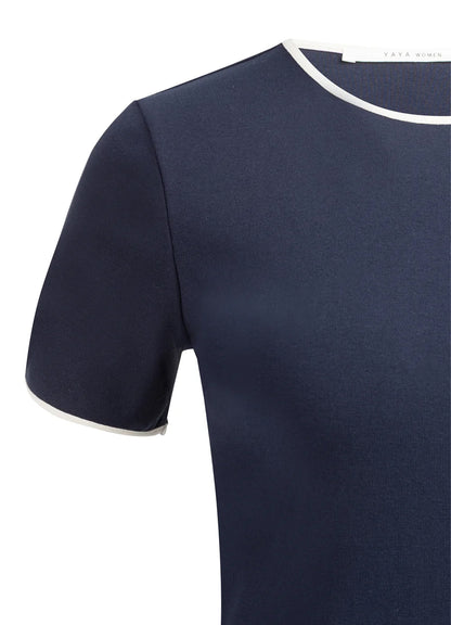 T-Shirt With Contrast Binding : Navy Blazer Blue 93923
