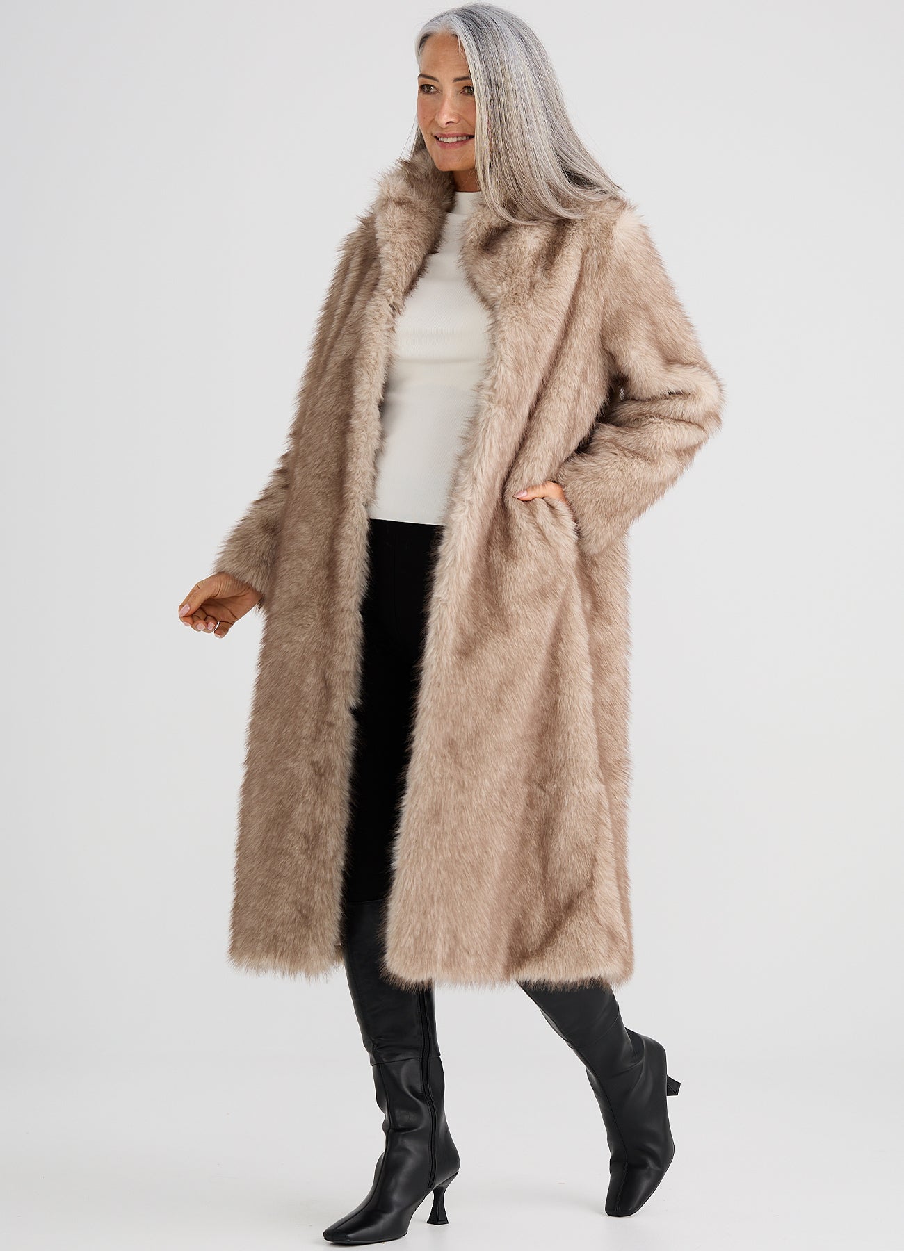 New York Coat : Taupe Fleck