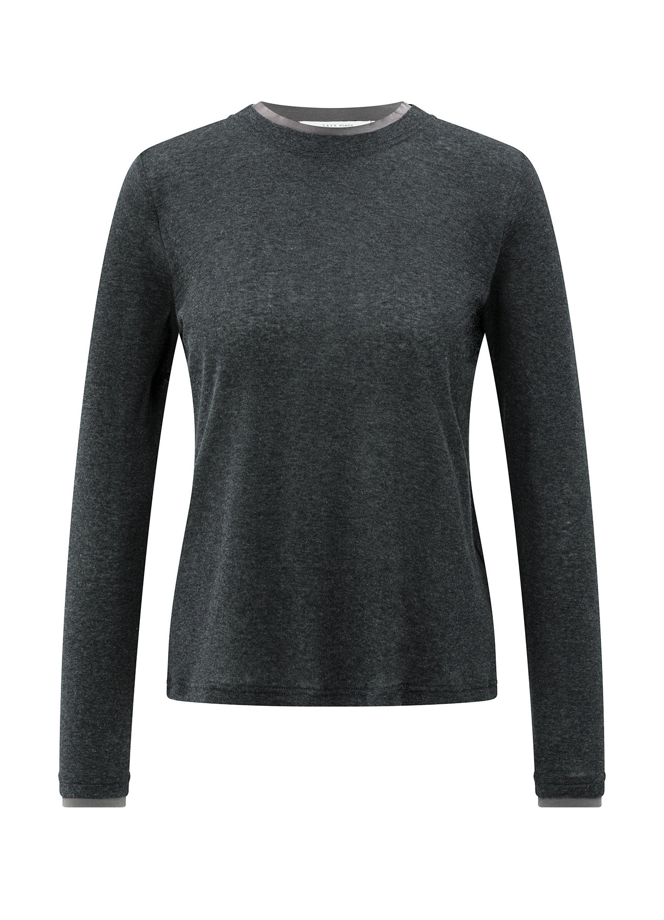 Long Sleeve Top With Suedine B : Anthracite Melange 99020
