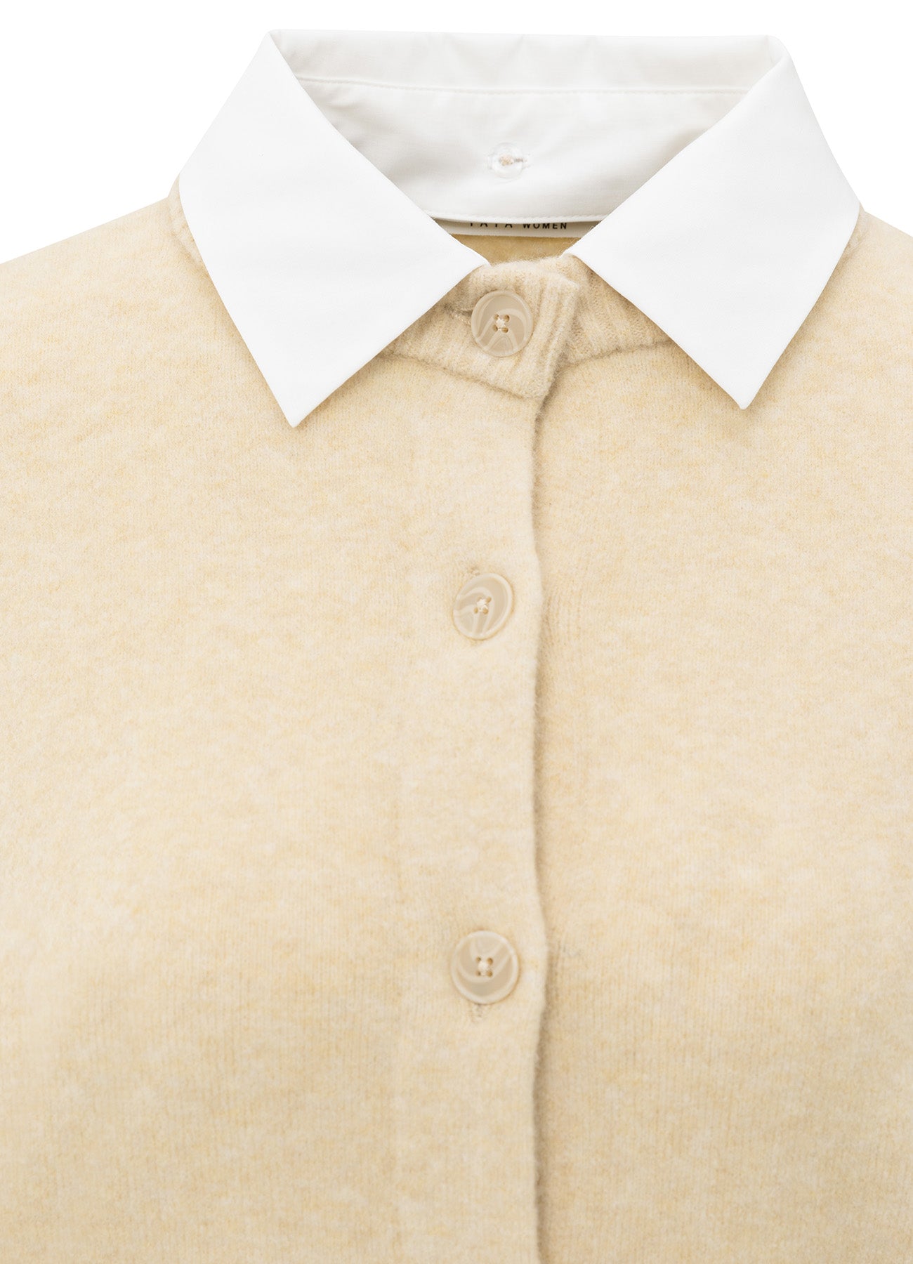 Cardigan With Detachable Woven : Yellow Sand Beige Melange 99009