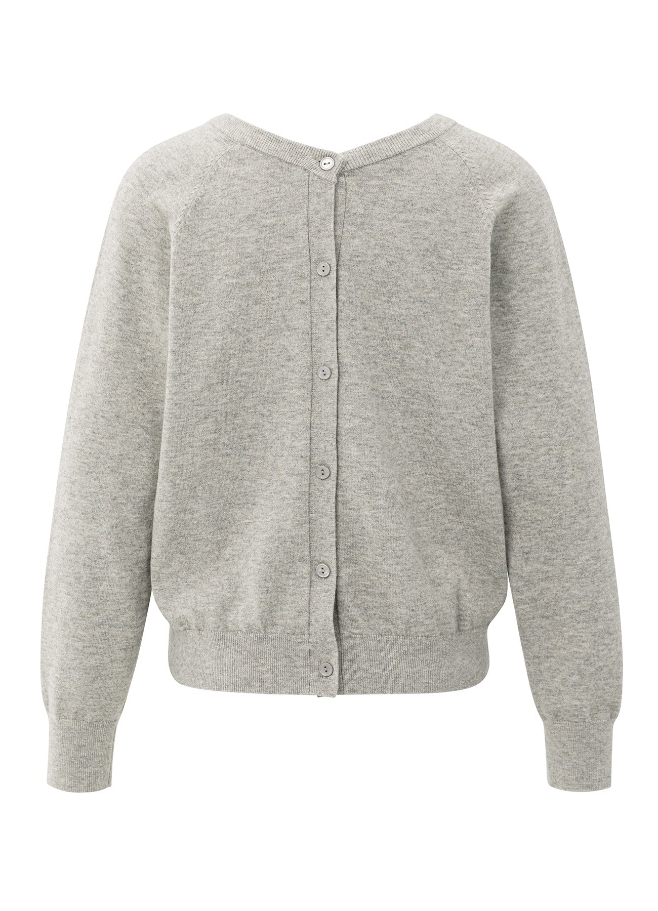 Double V-Neck Sweater With But : Brownish Grey 99018