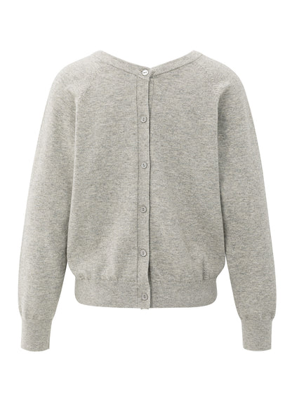 Double V-Neck Sweater With But : Brownish Grey 99018