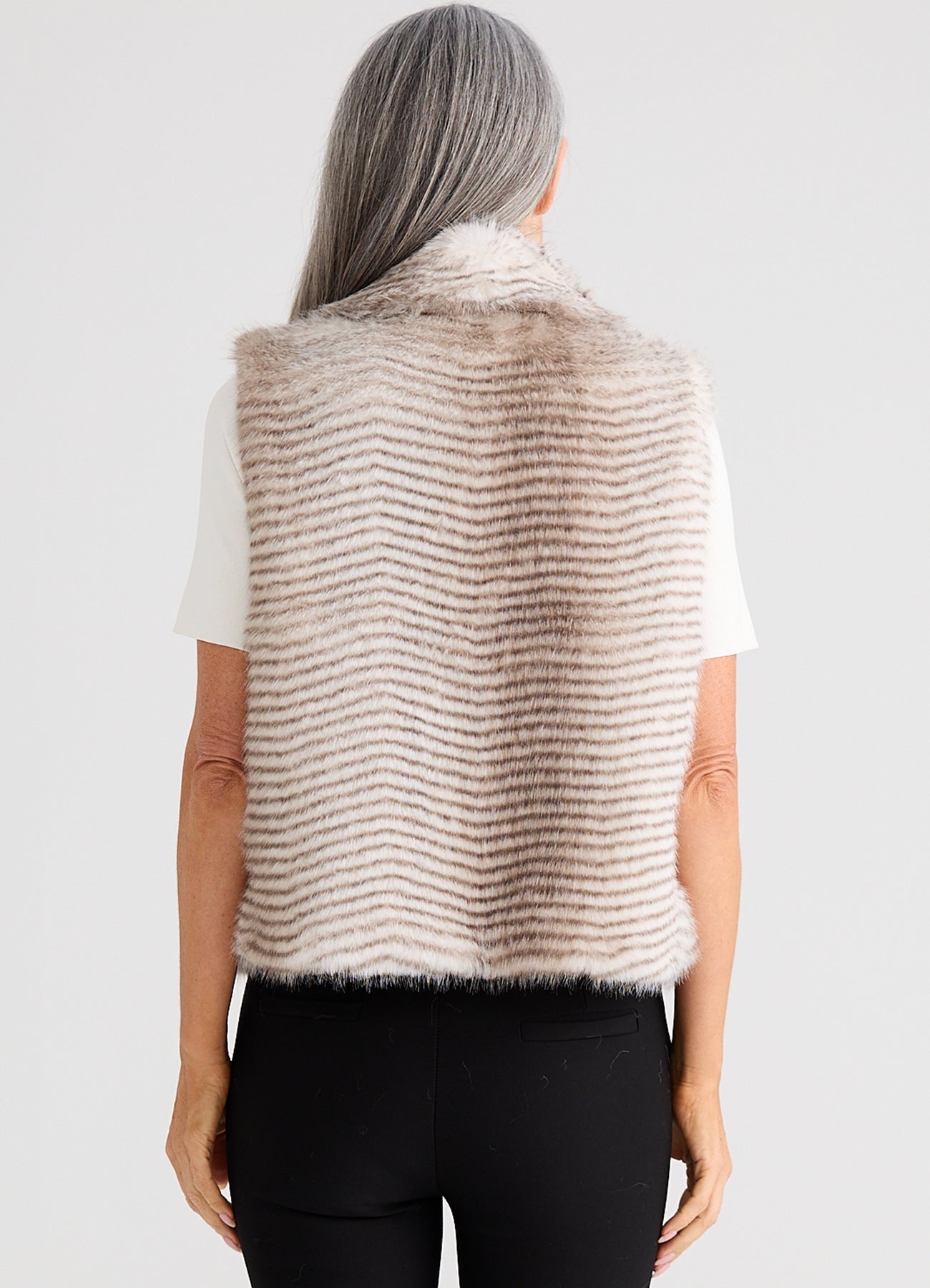 Zee Fur Vest : Grey Stripe