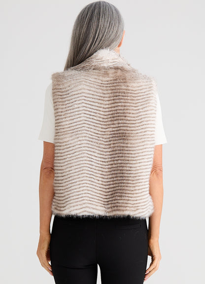 Zee Fur Vest : Grey Stripe