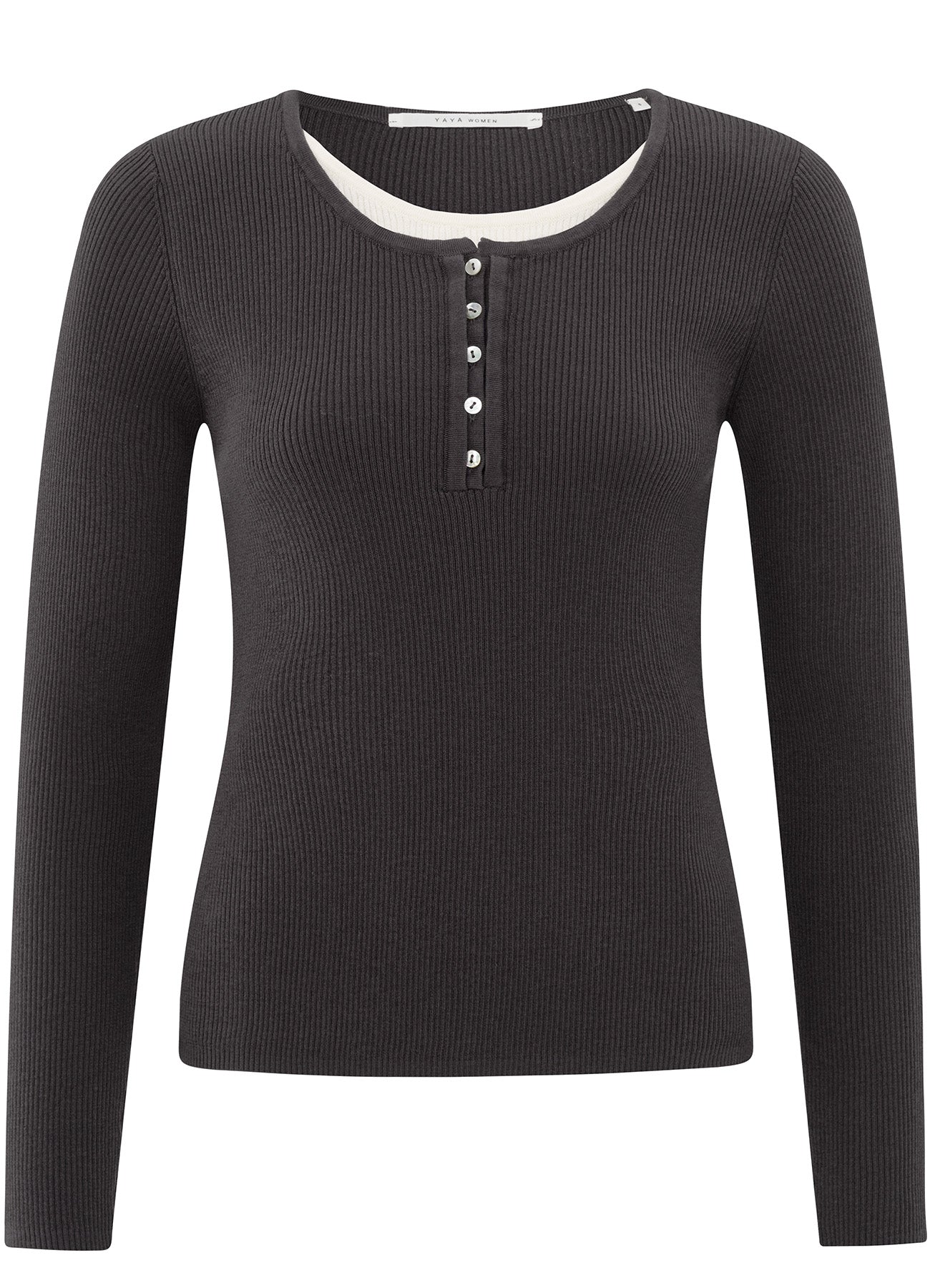 Rib Stitch Fitted Sweater With Buttons : Phantom Dessin 942051