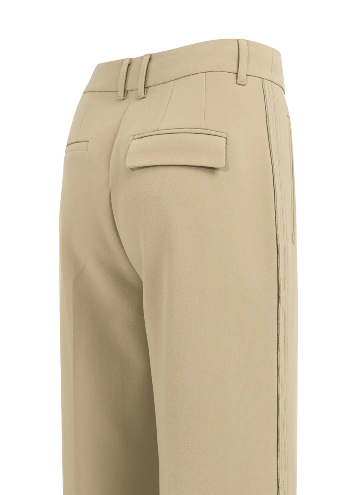 Woven Wide Leg Trousers With C : Khaki Green 99045