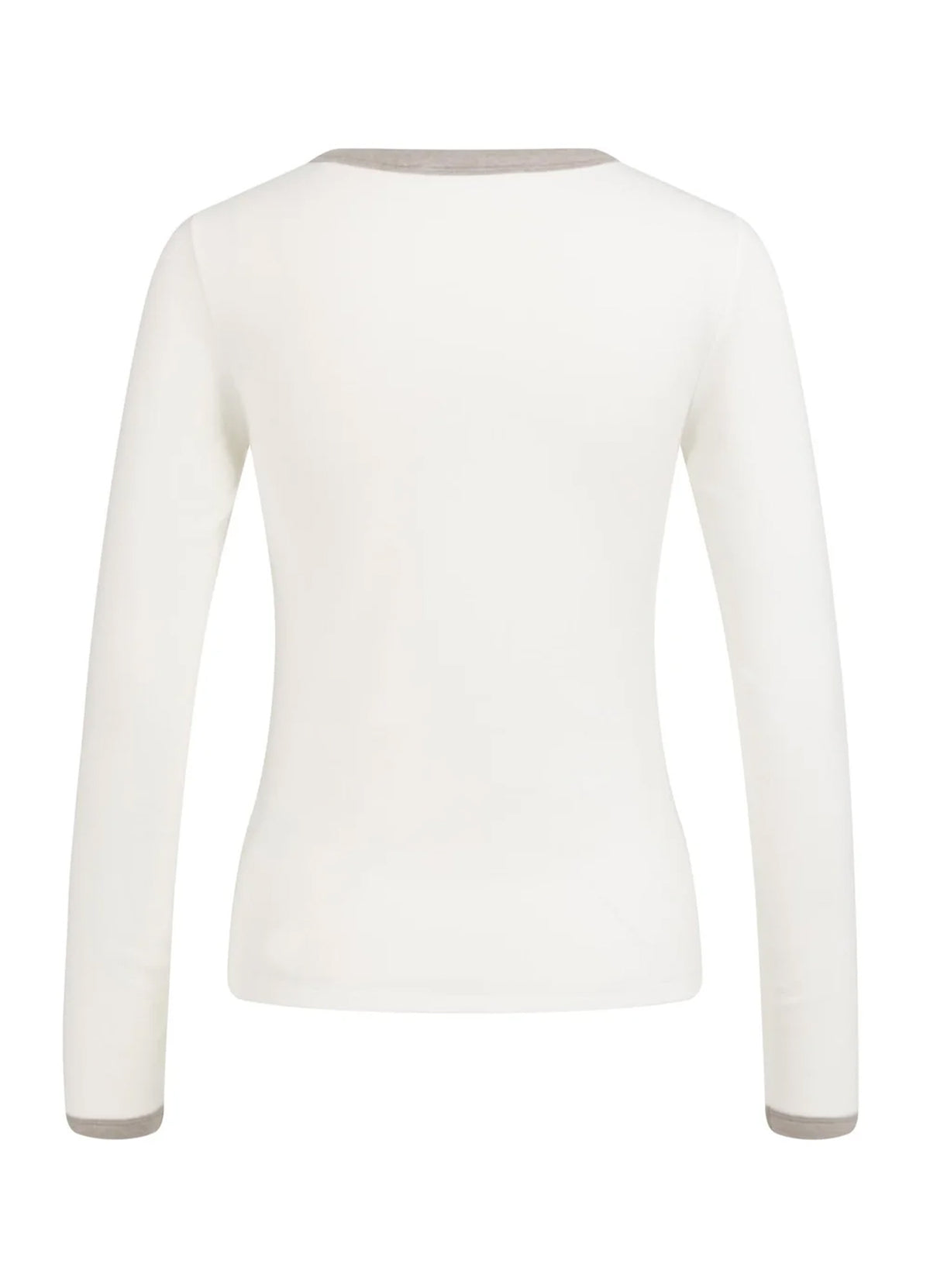 Long Sleeve Top With Contrast : Pure White 00000