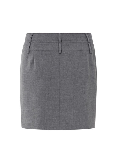 Woven Mini Skirt With Double L : Black Oyster Melange 99004