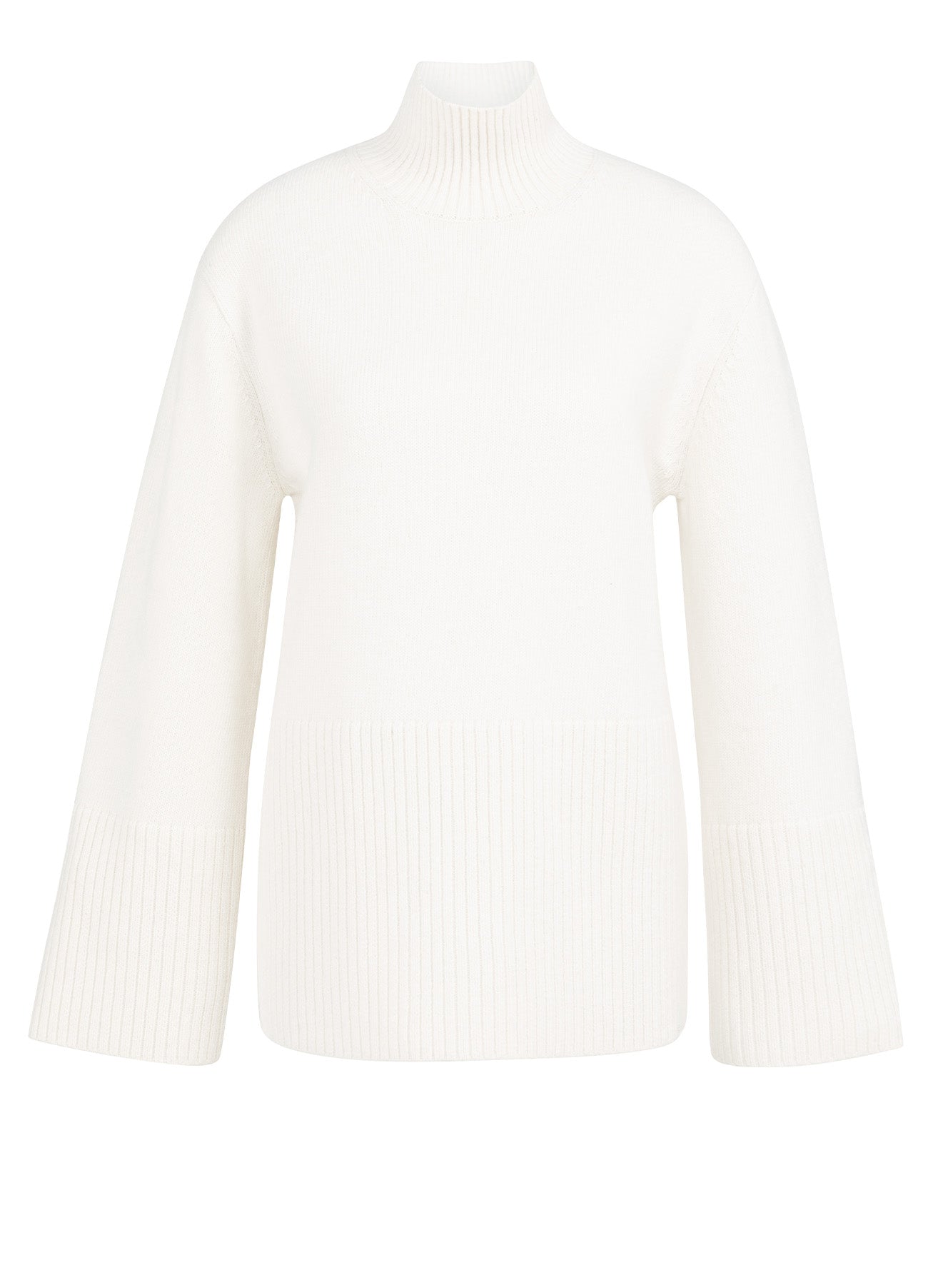 High Neckline Sweater Ls : Snowfall White 10002