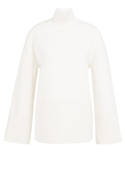 High Neckline Sweater Ls : Snowfall White 10002