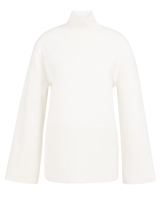 High Neckline Sweater Ls : Snowfall White 10002