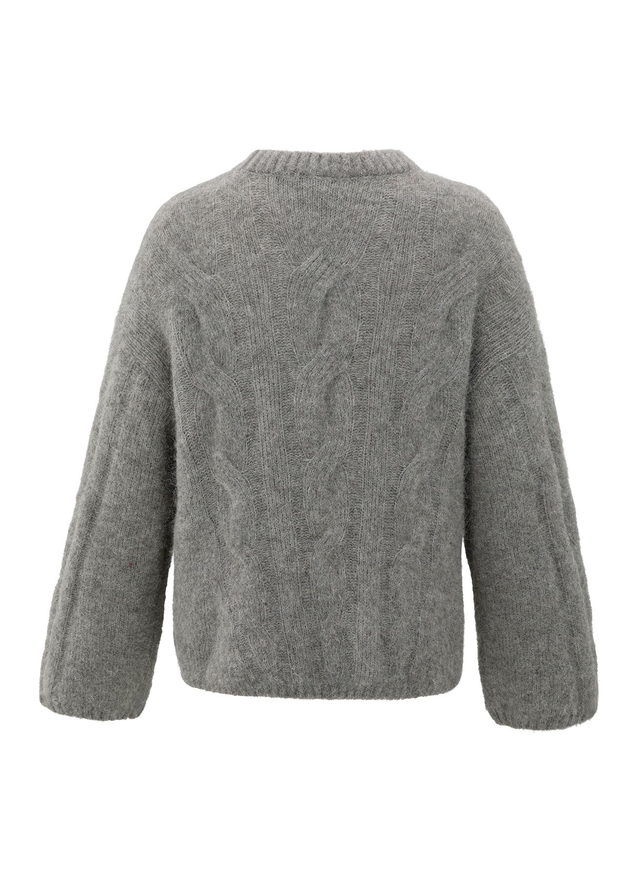 Cable Sweater Round Neck Ls : Taupe Grey Melange 99033