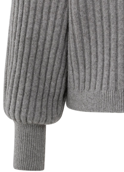 Rib Sweater Ls : Taupe Grey 00001