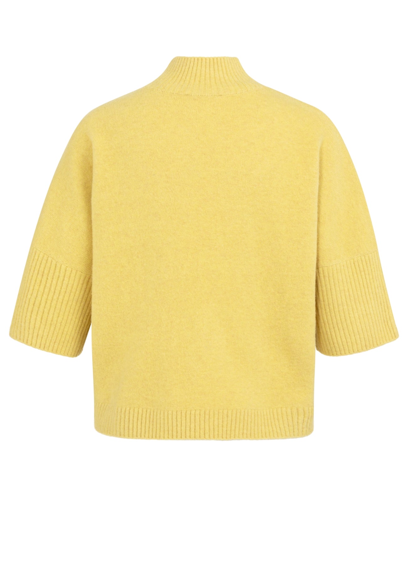 High Neckline Sweater With Rib Sleeves : Dried Moss Green Melange 406262