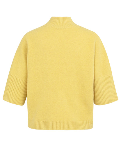 High Neckline Sweater With Rib Sleeves : Dried Moss Green Melange 406262