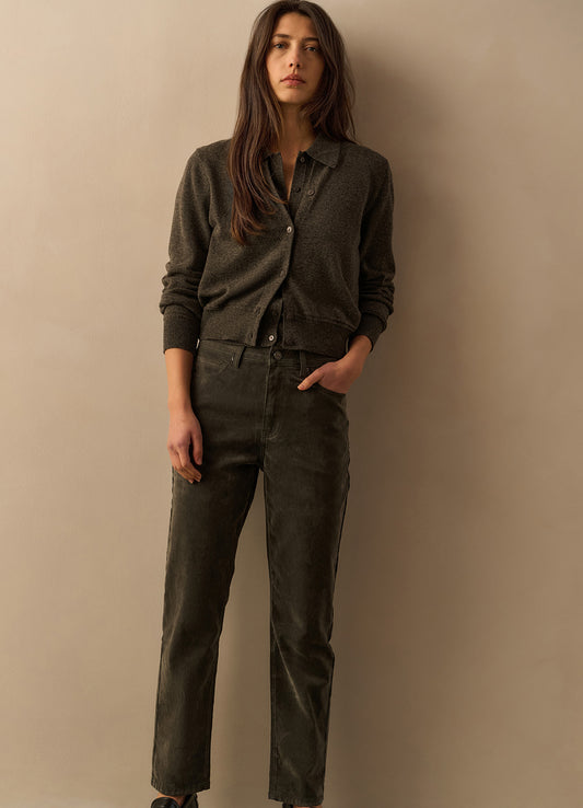 Cardigan With Long Sleeves : Dark Taupe Grey 80307
