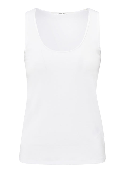 Rib Singlet With Shiny Binding : Pure White 00000